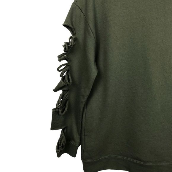 SOLD Alo Yoga | Fade Distressed Long Sleeve Pullover in Jungle French Terry - Picture 5 of 9